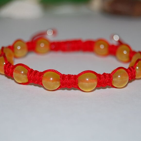 Yellow Jade Bracelet,Shamballa Style Bracelet,Pray,Good Fortune - Picture 2 of 2
